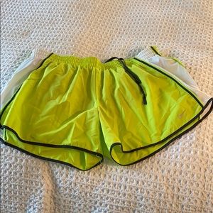 Nike Dri-Fit Running Shorts Neon Green and White